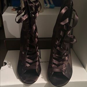Elegant Lace-Up Satin Heels